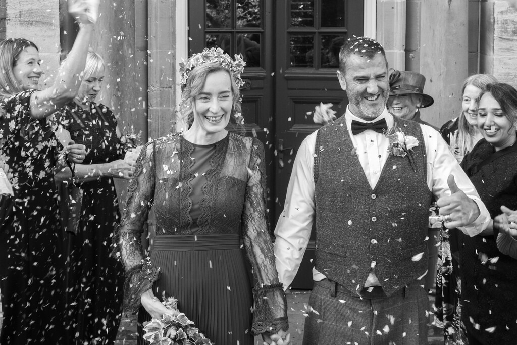 This is an image of a couple at their wedding.