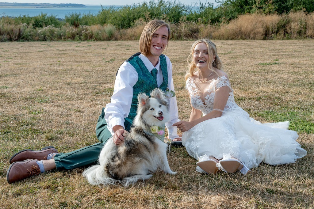 This is an image of a couple at their wedding.